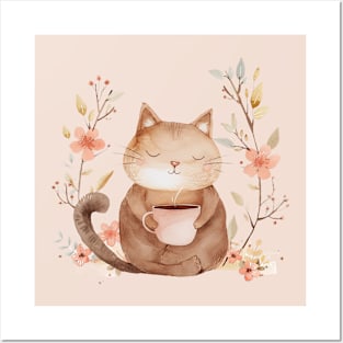 Cat & coffee Posters and Art